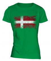 Denmark Distressed Flag Ladies T-Shirt