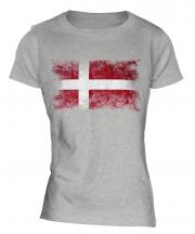 Denmark Distressed Flag Ladies T-Shirt