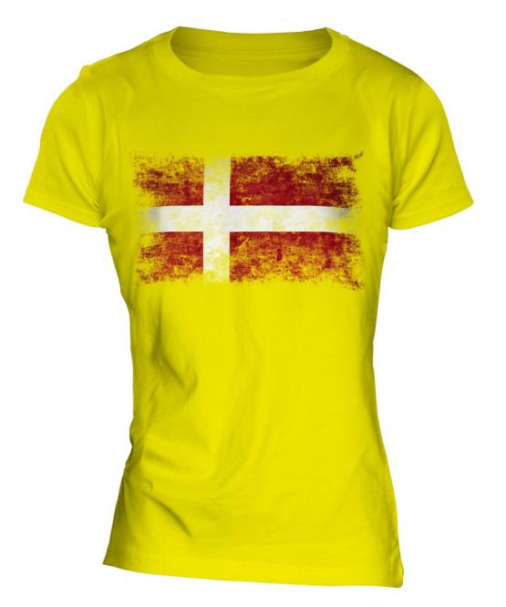 Denmark Distressed Flag Ladies T-Shirt