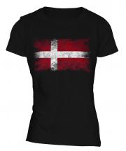 Denmark Distressed Flag Ladies T-Shirt
