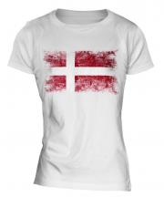 Denmark Distressed Flag Ladies T-Shirt