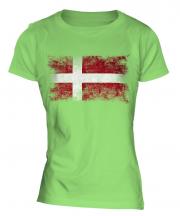 Denmark Distressed Flag Ladies T-Shirt