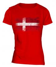 Denmark Distressed Flag Ladies T-Shirt