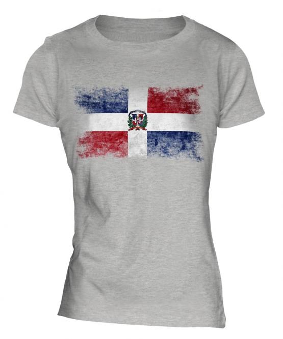 Dominican Republic Distressed Flag Ladies T-Shirt