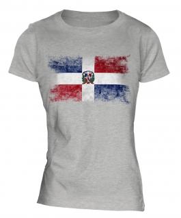 Dominican Republic Distressed Flag Ladies T-Shirt