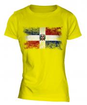 Dominican Republic Distressed Flag Ladies T-Shirt