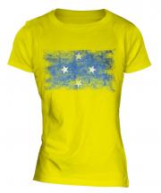 Micronesia Distressed Flag Ladies T-Shirt