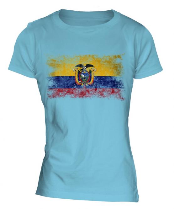 Ecuador Distressed Flag Ladies T-Shirt