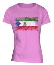 Equatorial Guinea Distressed Flag Ladies T-Shirt