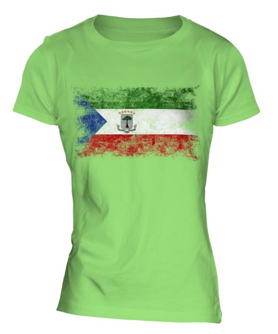 Equatorial Guinea Distressed Flag Ladies T-Shirt