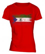Equatorial Guinea Distressed Flag Ladies T-Shirt