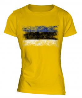 Estonia Distressed Flag Ladies T-Shirt