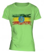 Ethiopa Distressed Flag Ladies T-Shirt