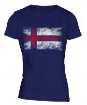 Faroe Islands Distressed Flag Ladies T-Shirt