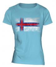 Faroe Islands Distressed Flag Ladies T-Shirt