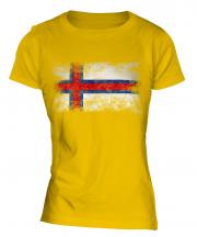Faroe Islands Distressed Flag Ladies T-Shirt