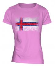 Faroe Islands Distressed Flag Ladies T-Shirt