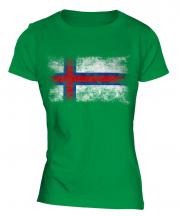 Faroe Islands Distressed Flag Ladies T-Shirt