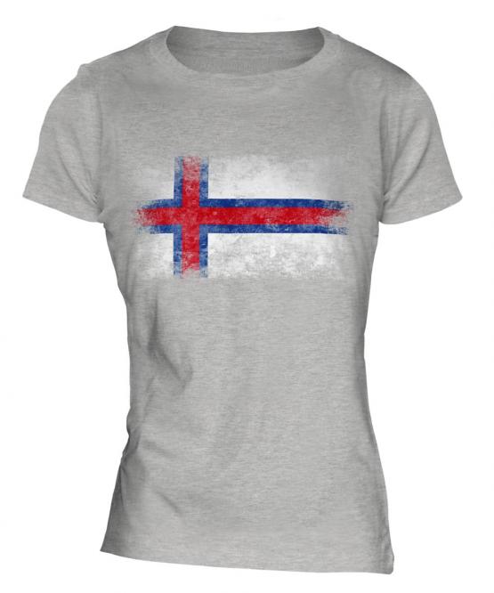 Faroe Islands Distressed Flag Ladies T-Shirt