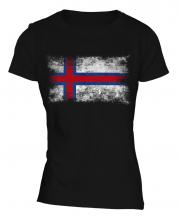Faroe Islands Distressed Flag Ladies T-Shirt