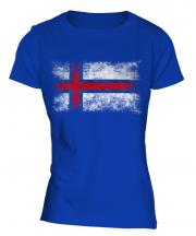 Faroe Islands Distressed Flag Ladies T-Shirt