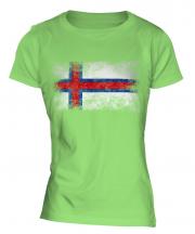 Faroe Islands Distressed Flag Ladies T-Shirt