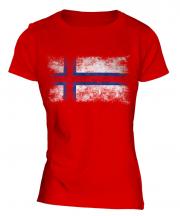 Faroe Islands Distressed Flag Ladies T-Shirt