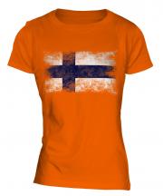 Finland Distressed Flag Ladies T-Shirt