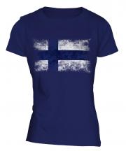 Finland Distressed Flag Ladies T-Shirt