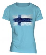 Finland Distressed Flag Ladies T-Shirt