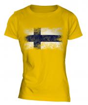 Finland Distressed Flag Ladies T-Shirt