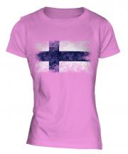 Finland Distressed Flag Ladies T-Shirt