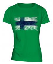 Finland Distressed Flag Ladies T-Shirt