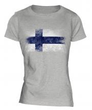 Finland Distressed Flag Ladies T-Shirt