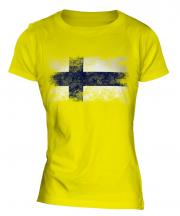 Finland Distressed Flag Ladies T-Shirt