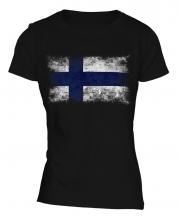 Finland Distressed Flag Ladies T-Shirt