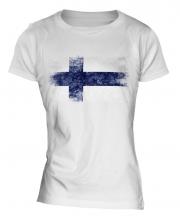Finland Distressed Flag Ladies T-Shirt