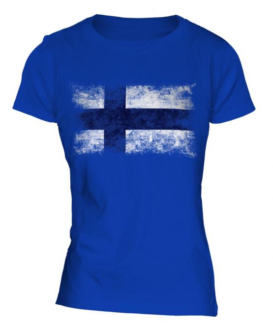 Finland Distressed Flag Ladies T-Shirt