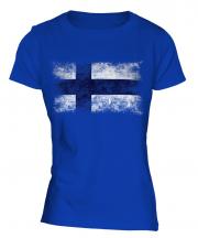 Finland Distressed Flag Ladies T-Shirt