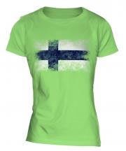 Finland Distressed Flag Ladies T-Shirt