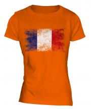 France Distressed Flag Ladies T-Shirt