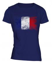 France Distressed Flag Ladies T-Shirt