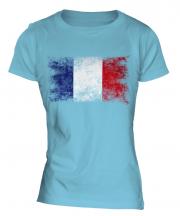 France Distressed Flag Ladies T-Shirt