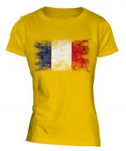 France Distressed Flag Ladies T-Shirt
