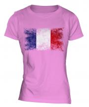 France Distressed Flag Ladies T-Shirt