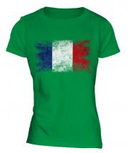 France Distressed Flag Ladies T-Shirt