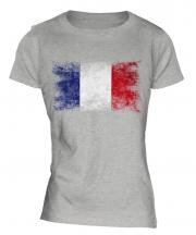 France Distressed Flag Ladies T-Shirt