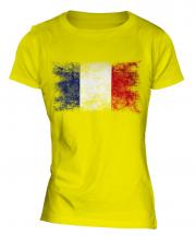 France Distressed Flag Ladies T-Shirt