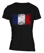 France Distressed Flag Ladies T-Shirt