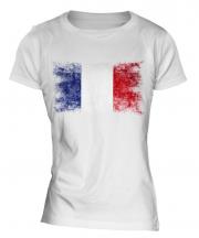France Distressed Flag Ladies T-Shirt